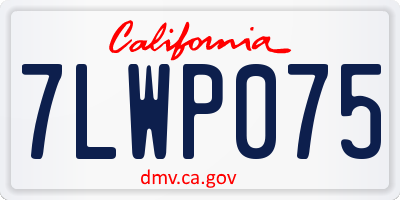 CA license plate 7LWP075