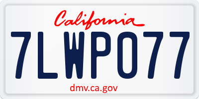 CA license plate 7LWP077