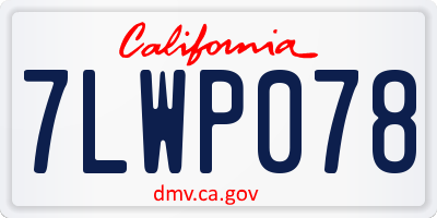 CA license plate 7LWP078