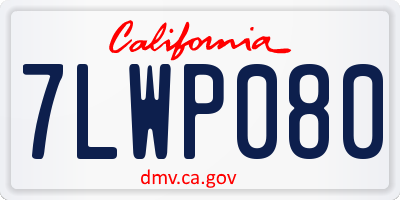CA license plate 7LWP080