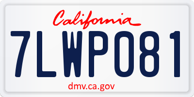 CA license plate 7LWP081