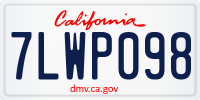 CA license plate 7LWP098