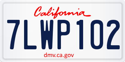 CA license plate 7LWP102