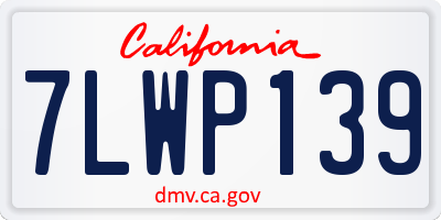 CA license plate 7LWP139