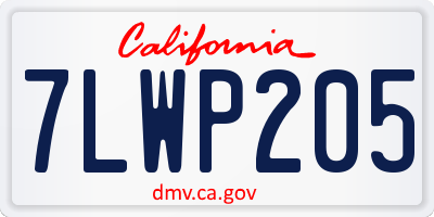 CA license plate 7LWP205
