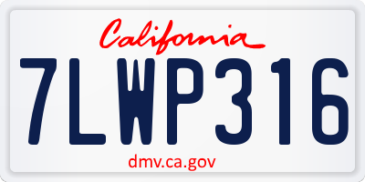 CA license plate 7LWP316