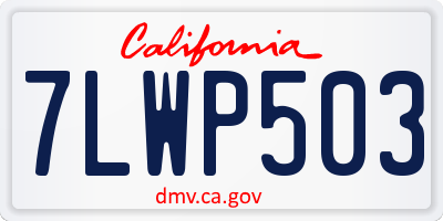 CA license plate 7LWP503
