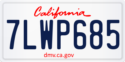 CA license plate 7LWP685