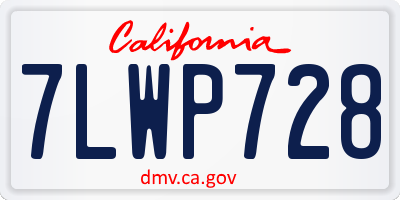 CA license plate 7LWP728
