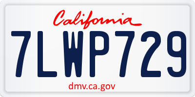 CA license plate 7LWP729