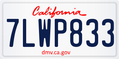 CA license plate 7LWP833