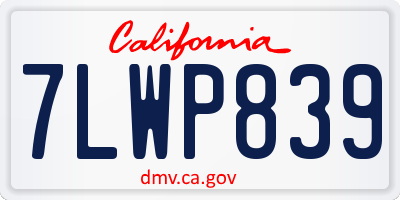 CA license plate 7LWP839