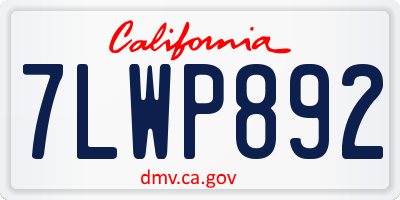 CA license plate 7LWP892