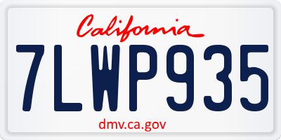 CA license plate 7LWP935