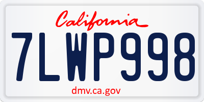 CA license plate 7LWP998