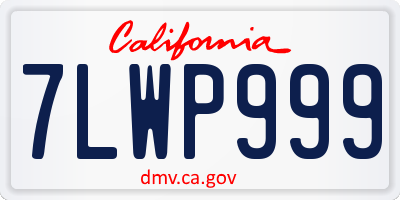 CA license plate 7LWP999