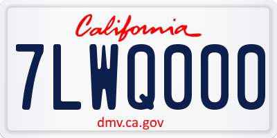 CA license plate 7LWQ000