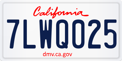 CA license plate 7LWQ025