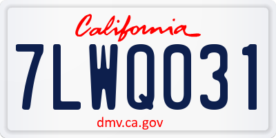 CA license plate 7LWQ031
