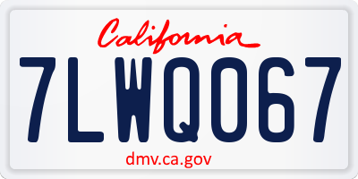 CA license plate 7LWQ067