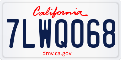 CA license plate 7LWQ068