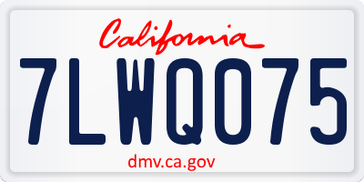 CA license plate 7LWQ075