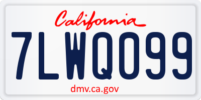 CA license plate 7LWQ099