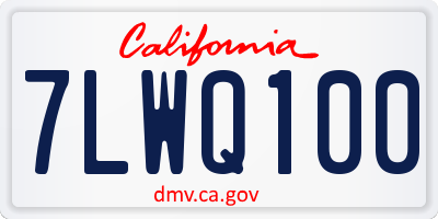 CA license plate 7LWQ100