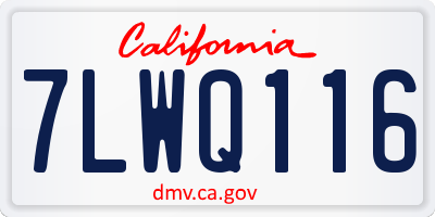 CA license plate 7LWQ116