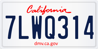 CA license plate 7LWQ314