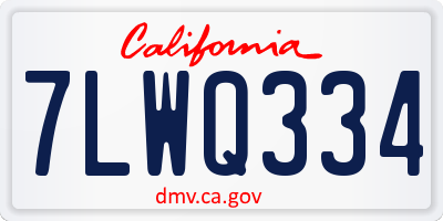 CA license plate 7LWQ334