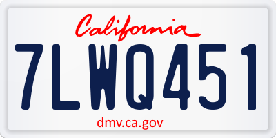 CA license plate 7LWQ451