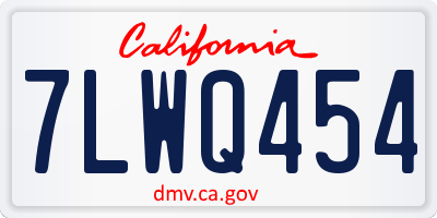 CA license plate 7LWQ454