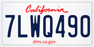 CA license plate 7LWQ490