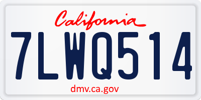 CA license plate 7LWQ514