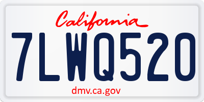 CA license plate 7LWQ520