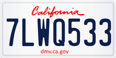 CA license plate 7LWQ533