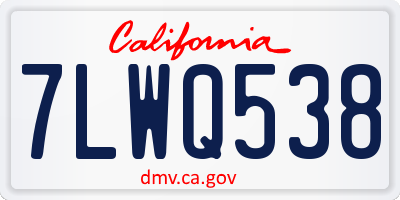 CA license plate 7LWQ538