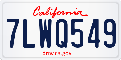 CA license plate 7LWQ549