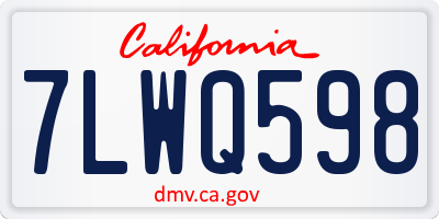 CA license plate 7LWQ598
