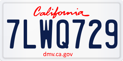 CA license plate 7LWQ729