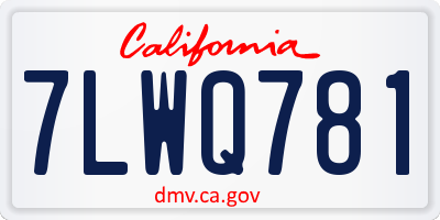 CA license plate 7LWQ781