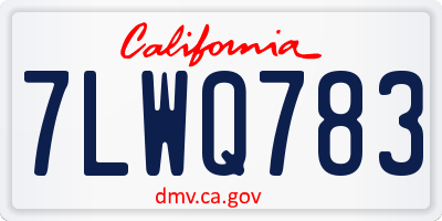 CA license plate 7LWQ783