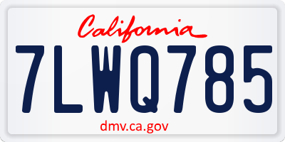 CA license plate 7LWQ785