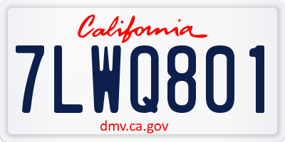 CA license plate 7LWQ801