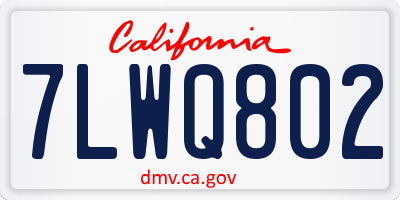 CA license plate 7LWQ802
