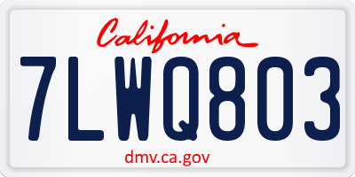 CA license plate 7LWQ803