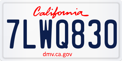 CA license plate 7LWQ830