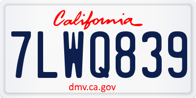 CA license plate 7LWQ839