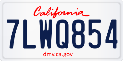 CA license plate 7LWQ854